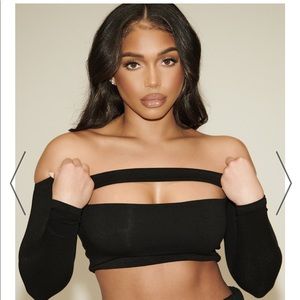 NWT Naked Wardrobe sexy cutout long sleeve top blk